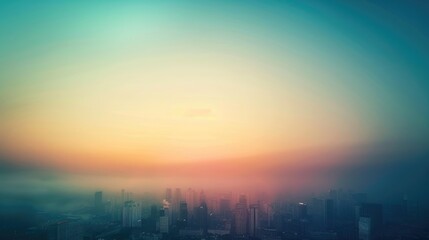 Fototapeta premium City Skyline at Sunrise with Mist