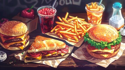 Greasy Foods Day concept with copy space area for text