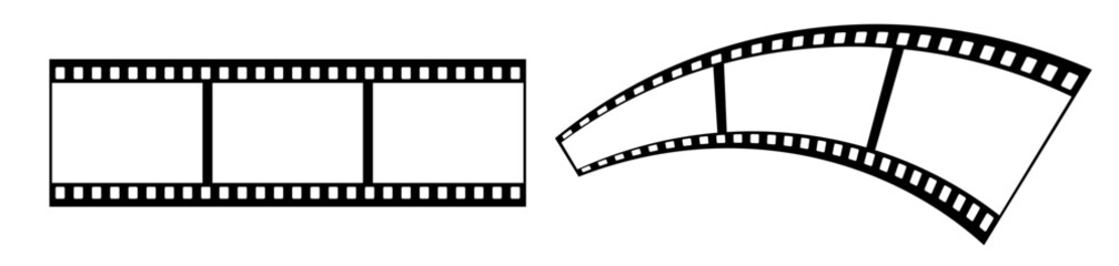 3d 35mm motion picture sign film strip vector design with 3 frames on white background. Black film reel symbol illustration to use for photography, television, cinema, photo frame.