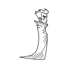 isolate black and white illustration of vampire character on background