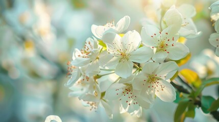 Blooms of white flowers on a tree