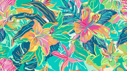 トロピカルな柄の壁紙