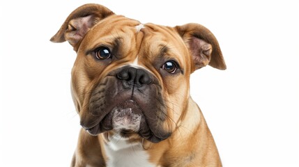 Obraz premium Bulldog with droopy cheeks, isolated on solid white background