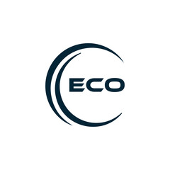 ECO logo. E C O design. White ECO letter. ECO, E C O letter logo design. E C O letter logo design in FIVE, FOUR, THREE, style. letter logo set in one artboard. E C O letter logo vector design.