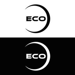 ECO logo. E C O design. White ECO letter. ECO, E C O letter logo design. E C O letter logo design in FIVE, FOUR, THREE, style. letter logo set in one artboard. E C O letter logo vector design.