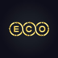 ECO logo. E C O design. White ECO letter. ECO, E C O letter logo design. E C O letter logo design in FIVE, FOUR, THREE, style. letter logo set in one artboard. E C O letter logo vector design.
