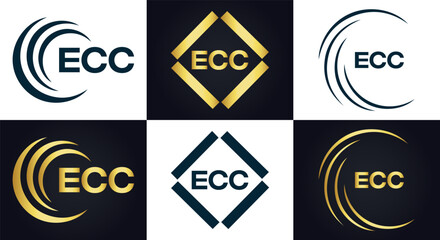 E C C, E C C design, E C C letter, E C C logo, ECC, ECC letter, ECC logo, ECC monogram,  golden latter logo, gold logo ,icon, identity, industry, initial, letter, line, linked, logo, logos, logotype, 