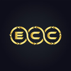 ECC logo. E C C design. White ECC letter. ECC, E C C letter logo design. E C C letter logo design in FIVE, FOUR, THREE, style. letter logo set in one artboard. E C C letter logo vector design.