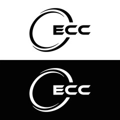 ECC logo. E C C design. White ECC letter. ECC, E C C letter logo design. E C C letter logo design in FIVE, FOUR, THREE, style. letter logo set in one artboard. E C C letter logo vector design.