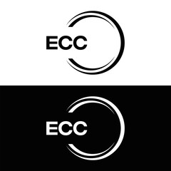 ECC logo. E C C design. White ECC letter. ECC, E C C letter logo design. E C C letter logo design in FIVE, FOUR, THREE, style. letter logo set in one artboard. E C C letter logo vector design.