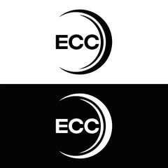 ECC logo. E C C design. White ECC letter. ECC, E C C letter logo design. E C C letter logo design in FIVE, FOUR, THREE, style. letter logo set in one artboard. E C C letter logo vector design.