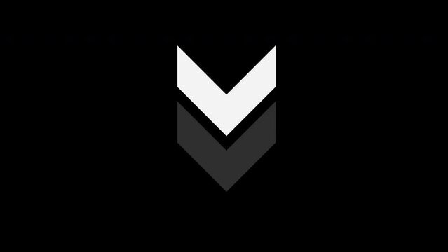 White arrow going down crash decrease animation black background motion graphics