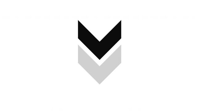 Black arrow going down crash decrease animation white background motion graphics