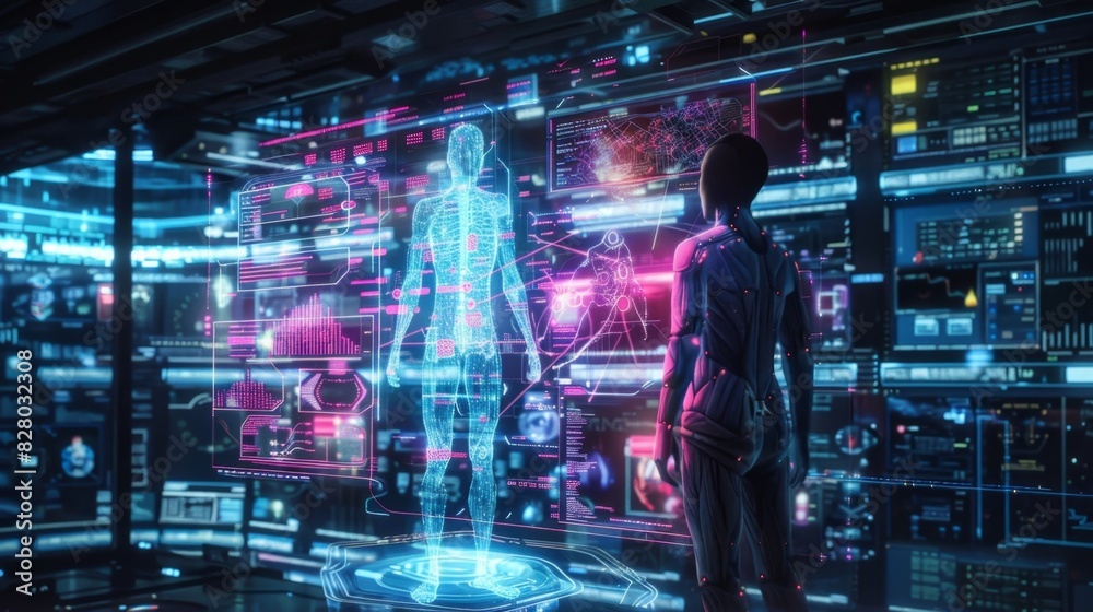 Wall mural in its datafilled co the ai avatar transformed emerging as a powerful force of knowledge ready to ta