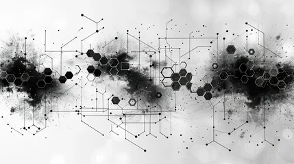 data black and white banner, flat vector, abstract illustration drawing 