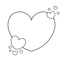 Heart outline vector icons. Outline hearts in the white background. Vector illustration.
