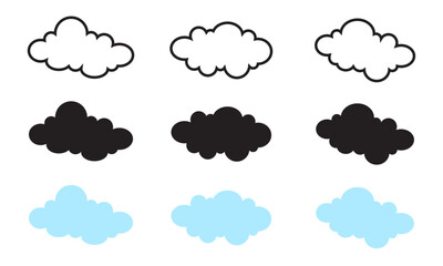 Cloud Shape In Outline, Glyph And Flat Icon. Vector illustration