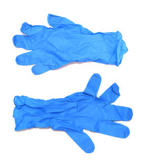 Blue gloves on a white background