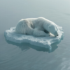 Fototapeta premium olar Bear on Melting Ice: A Climate Change Tragedy