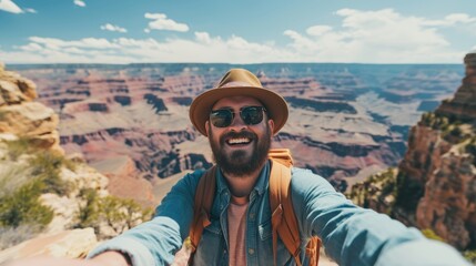 Naklejka premium People taking photos in Grand Canyon.