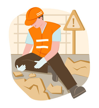 recommend clip art: Worker Man Injured from Accident in Construction Site for Accidental Concept Illustration