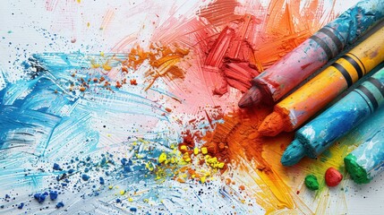 Grunge hand-drawn set photo featuring vibrant scribbles, cross hatch designs, and wax pastel strokes, with crayon palette, isolated on white