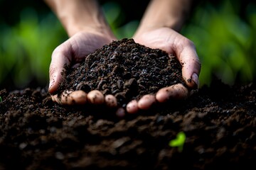 Hands holding rich soil, focusing on the essential element of successful gardening