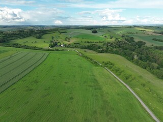 defaultDie Felder von Rheinland-Pfalz an einem sonnigen Sommertag in der nähe einer Stadt