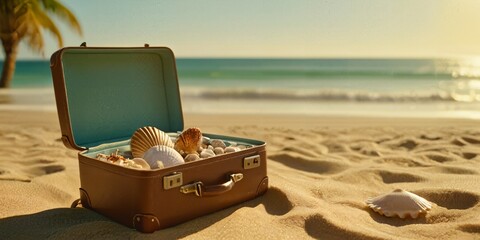 suitcase with shells 