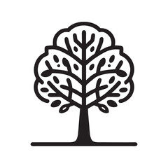 silhouette tree and logo templates on white background