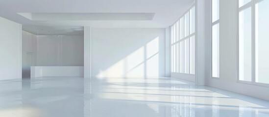 Obraz premium A large, empty room with white walls and a white floor