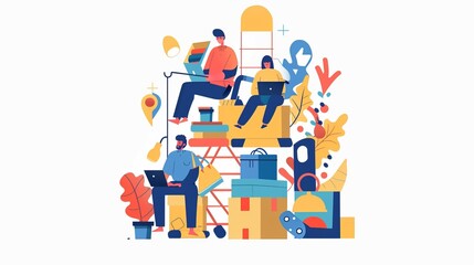 Illustration of Labor day, diversity jobs