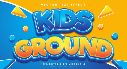 Kids Ground 3d editable text style effect with happy kids theme