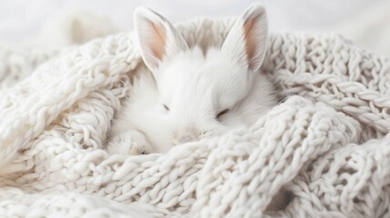 Cute rabbit sleep in scarf