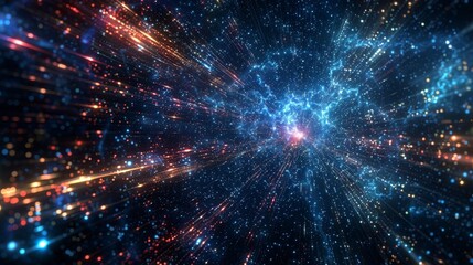 Obraz premium A digital universe with each star representing a different gene or sequence being analyzed and decoded.