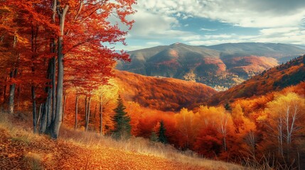 Fototapeta premium Autumn landscape in the mountains.