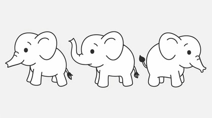 Obraz premium Elephant. Line drawing of cute animal. Baby nursery art.