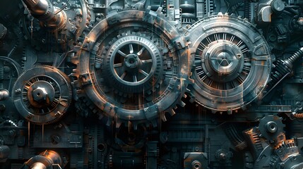 A closeup of intricate gears and cogs in an industrial setting, symbolizing the complexity behind technical innovation.