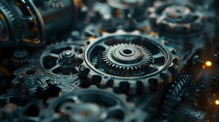 A closeup of intricate gears and cogs in an industrial setting, symbolizing the complexity behind technical innovation.
