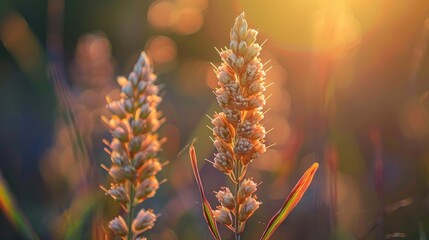 Naklejka premium A lovely macro image capturing blooming wild grains in the nearby natural sanctuary