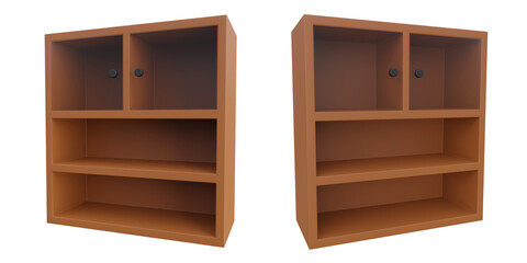 3d cabinet, interior 3d set, transparent background