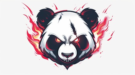 Naklejka premium Mascot logo design of a panda with bold line. Clipart vector illustration.