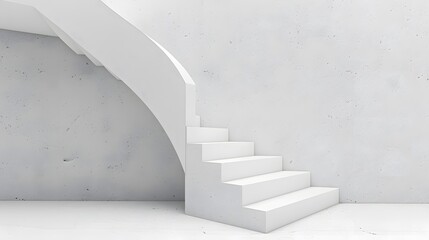 Obraz premium A white wall with a simple staircase leading up to the right, creating an abstract and minimalist composition.