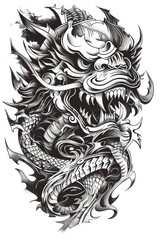 tattoo sketch: an intricate drawing and art sketch, serving as a stencil for precise redrawing, capturing the creativity and craftsmanship of tattoo design in a detailed illustration