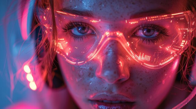 cyberpunk woman with futuristic goggles.