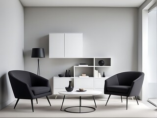 Elegant Meeting Room or Reception Hall, Spacious Beige Taupe Lounge with Plaster or Silk Stucco Walls, 3D Render Mockup for Modern Interior Design