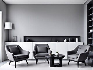 Elegant Meeting Room or Reception Hall, Spacious Beige Taupe Lounge with Plaster or Silk Stucco Walls, 3D Render Mockup for Modern Interior Design