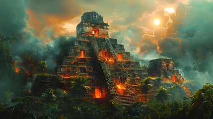 illustration of legendary city of gold hidden deep within remote jungle ancient temples boobytrapped tombs untold riches waiting be discovered by intrepid explorers braving the perils of the unknown