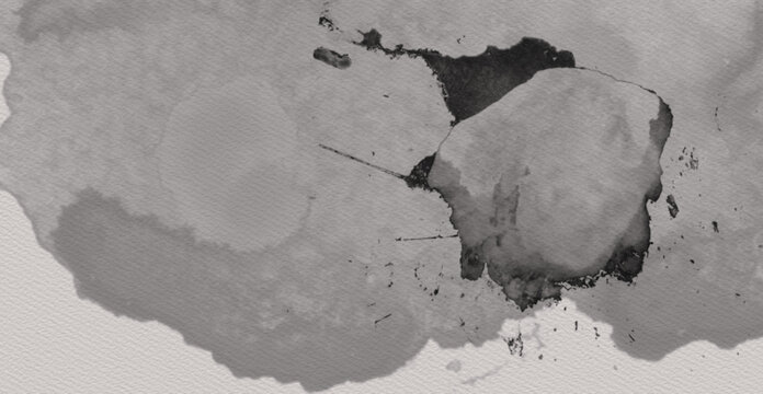 abstract gray watercolor beckground with black stain