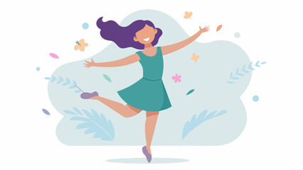 A young girl who struggles with social anxiety dances freely and unapologetically shedding her fears and insecurities and embracing her true self through the healing power of dance. Vector